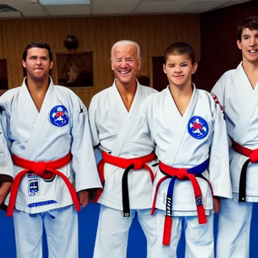 Prompt: joe biden's karate dojo, dojo biden