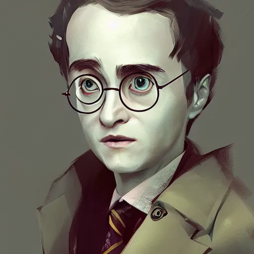 Prompt: Very detailed Harry Potter , artwork portrait by Sergey Kolesov, arstation,