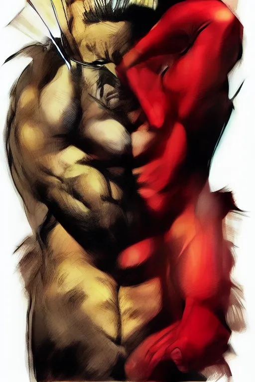 Image similar to Ryan Reynolds as Wolverine high quality digital painting in the style of Robert Kirkman