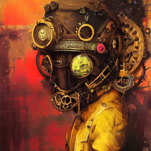 Image similar to steampunk rat, acid, 303, psychedelic, by ruan jia