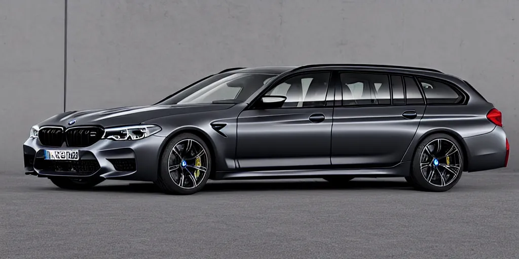 Image similar to “2019 BMW M5 Wagon, very dark metallic grey, ultra realistic, 8k, high detail”