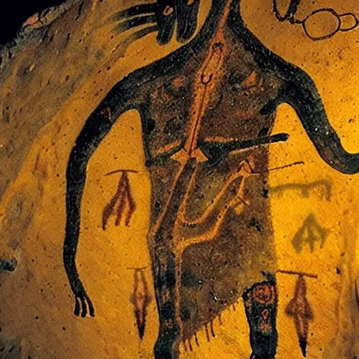 Image similar to shaman, altamira cave painting