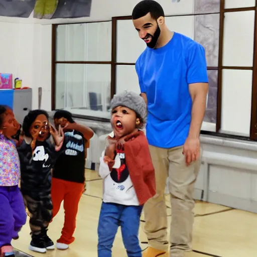 Image similar to drake performimg in a daycare