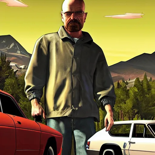 Image similar to Walter White in Grand Theft Auto V cover art