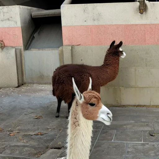 Prompt: llama and a cat in the sewers