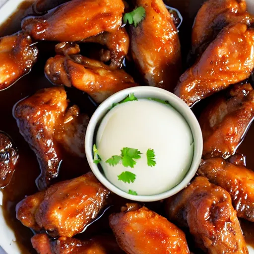 Prompt: thick sauce chicken wings