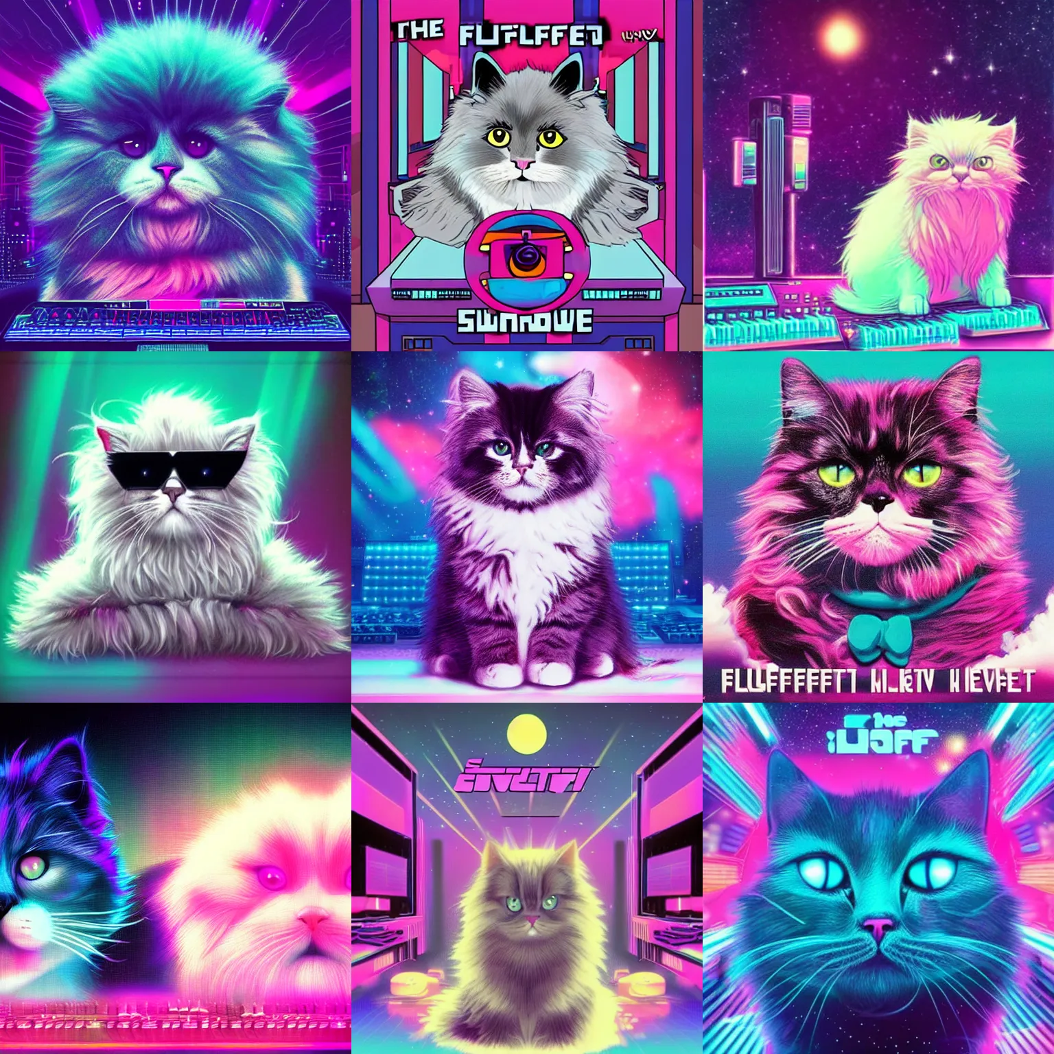 Prompt: the fluffiest cat in the entire Universe, synthwave style