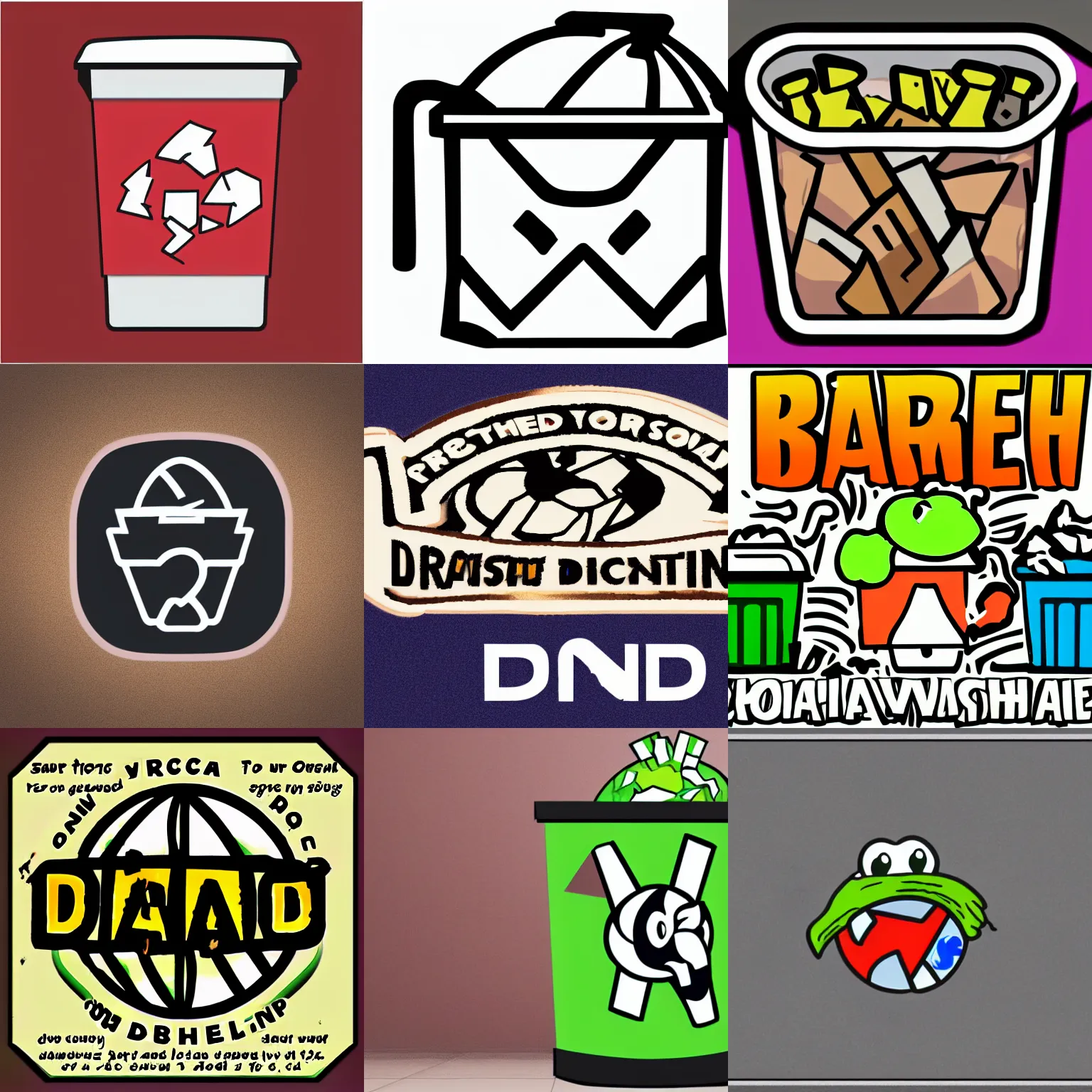 Prompt: Official Logo of the Trash Bin discord channel.