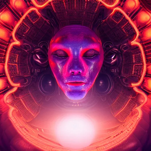 Image similar to photorealistic alien god. hyperdetailed photorealism, 1 0 8 megapixels, amazing depth, glowing rich colors, powerful imagery, psychedelic overtones, 3 d finalrender, 3 d shading, cinematic lighting, artstation concept art