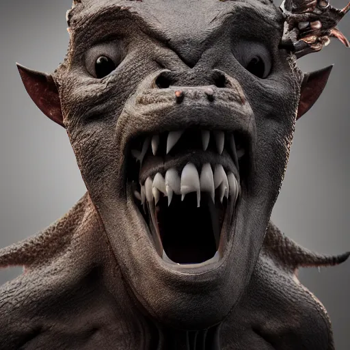 Image similar to tall bipedal creature in the darkness, claws, large long pointy teeth, drooling, cavern, low lighting, highly intricate, detailed, 8 k, octane render