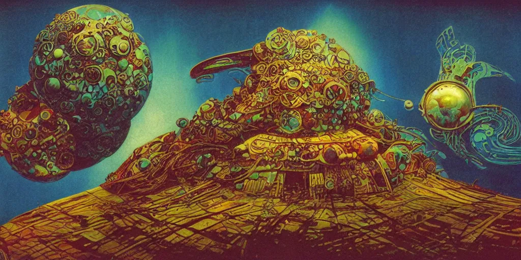 Prompt: colourful afrofuturist biomorphic opart, 6 0 s space age design photography, future retro, monster god temple, pascal blanche, roger dean, greg hildebrandt, kilian eng, arthur rackham, beksinski, scifi, 8 k