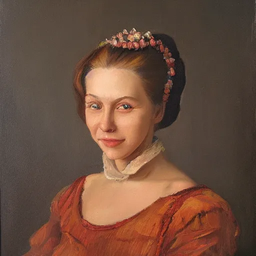 Prompt: a portrait of a lady by Aleksander Rostov