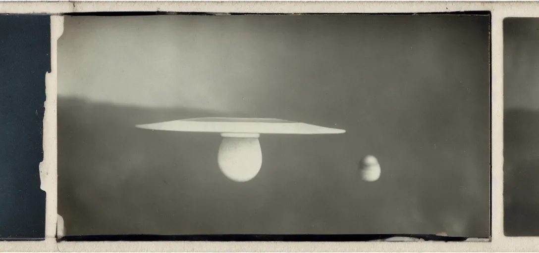 Image similar to ufo, 1910 top-down polaroid photography