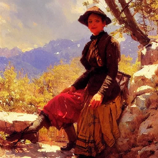 Image similar to a portrait of a character in a scenic environment by nikolay makovsky