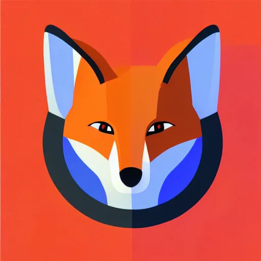 Image similar to an abstract, simplified icon depicting a fox's head, white background, elegant, award-winning, clever, render, blender, 3d, high quality, app, ios