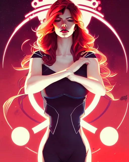 Image similar to artgerm, joshua middleton comic cover art, full body pretty female space pirate, symmetrical eyes, symmetrical face, long curly hair, beautiful, rim lighting, vivid colors