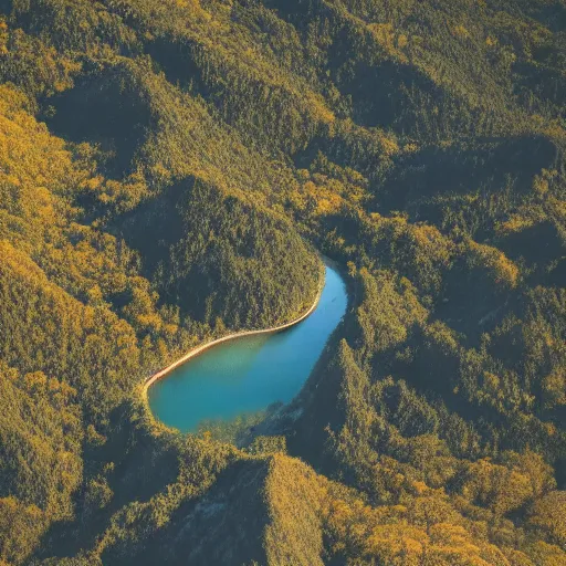 Image similar to majestic landscape, realistic, intricate, highly detailed, atmospheric, tilt shift, aerial photo, drone, 8 k