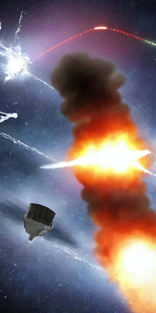 Prompt: the launch of nuclear weapons by the star defense system will destroy asteroids flying toward the earth.