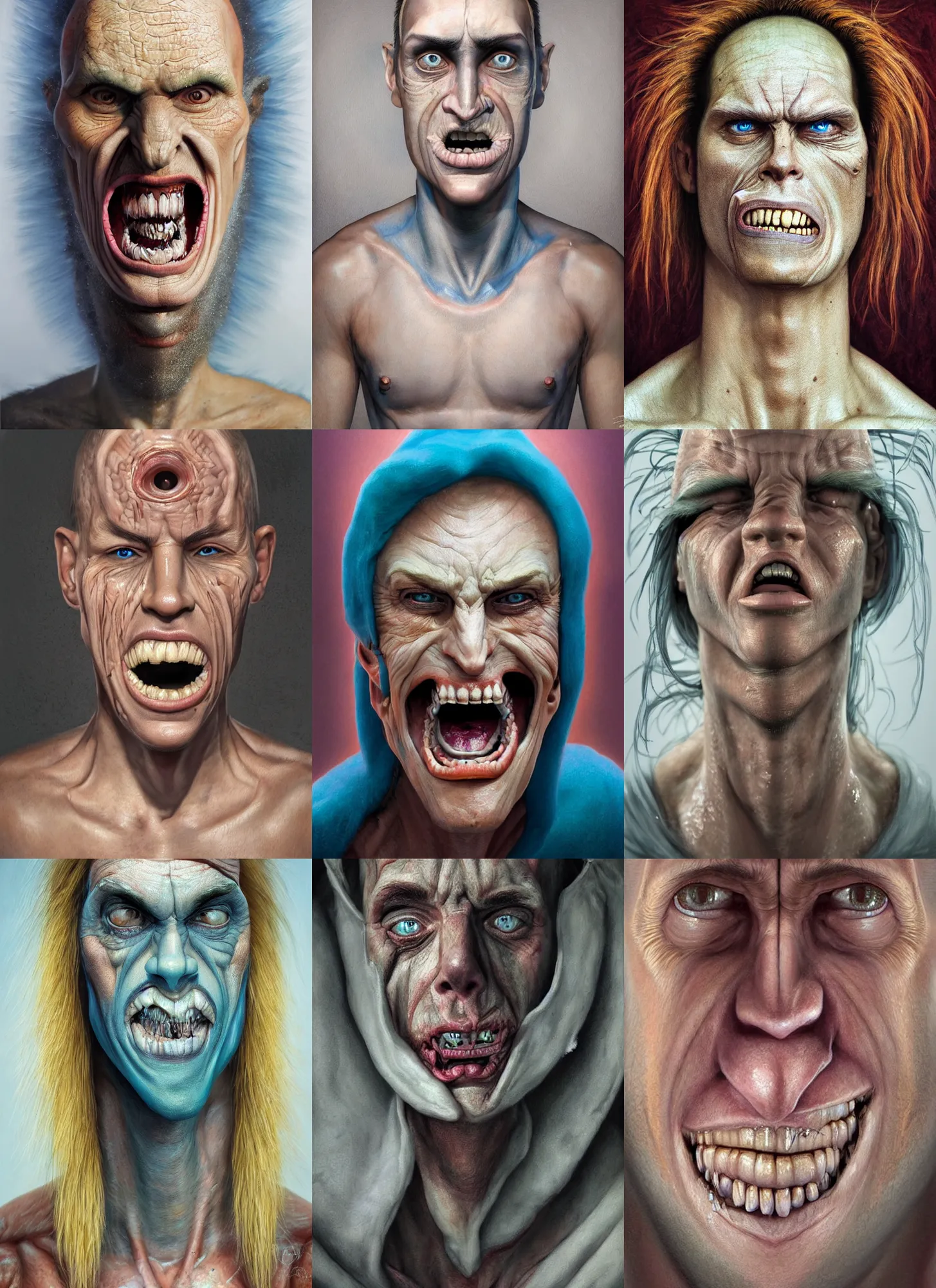 Prompt: hyperrealistic mixed media painting of Cornholio, stunning 3d render inspired art by István Sándorfi and Claudio Bravo, perfect facial symmetry, dim volumetric lighting, 8k octane beautifully detailed render, post-processing, portrait, extremely hyper-detailed, intricate, epic composition, highly detailed eyes, highly detailed mouth, realistic eyes, realistic teeth, cinematic lighting, masterpiece, trending on artstation, very very detailed, masterpiece, stunning