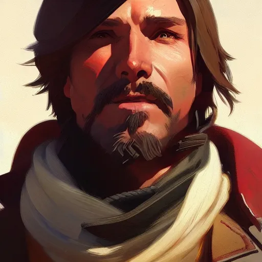 Image similar to Portrait of Mccree from Overwatch ,highly detailed, digital painting, artstation, concept art, sharp focus, illustration, art by greg rutkowski and alphonse mucha