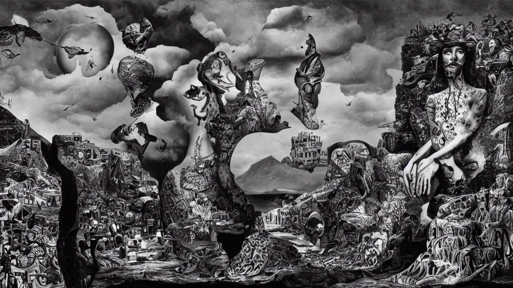 Image similar to the newest masterpiece of salvador dali inspired by dan hillier, it is called ; world of redemption