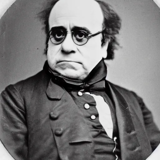 Image similar to 1862 portrait photograph, Danny DeVito in a Confederate general's uniform