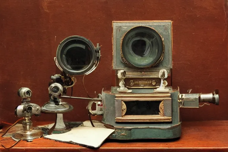 Image similar to tatbletop stilllife of a Victorian Stereo viewer