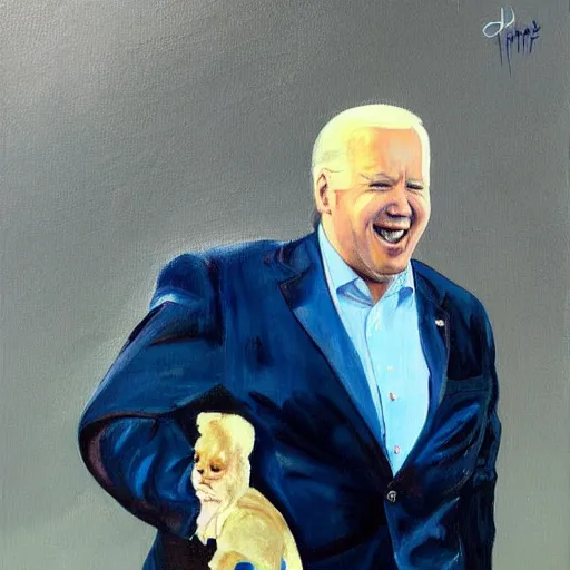 Image similar to A lovely painting of a fat joe biden
