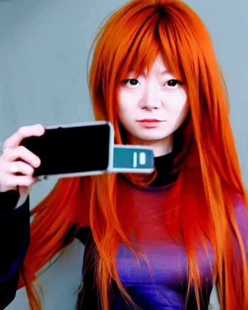 Image similar to asuka langley soryu takes a selfie in real life