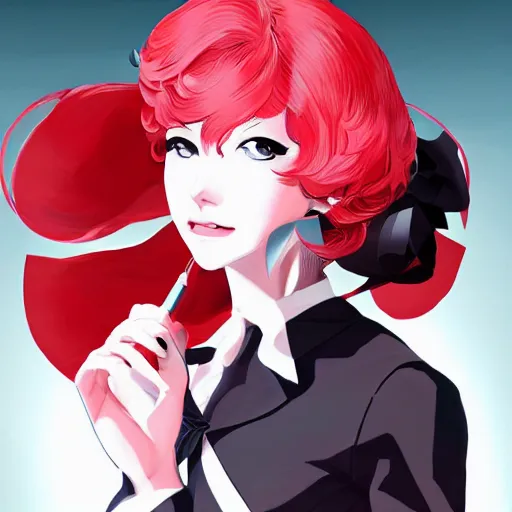 Image similar to Ann Takamaki from Persona 5, elegant, 2d, ultra highly detailed, digital painting, smooth, sharp focus, artstation, portrait art by Ilya Kuvshinov