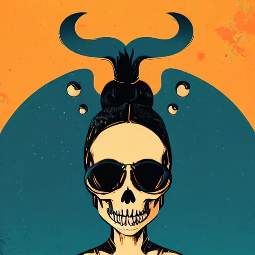 Prompt: portrait skull disney girl by petros afshar, tom whalen, laurie greasley, war face by greg rutkowski