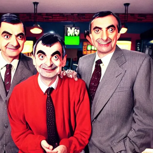 Prompt: it's mr. bean, mr. bean, mr. bean, live at applebee's