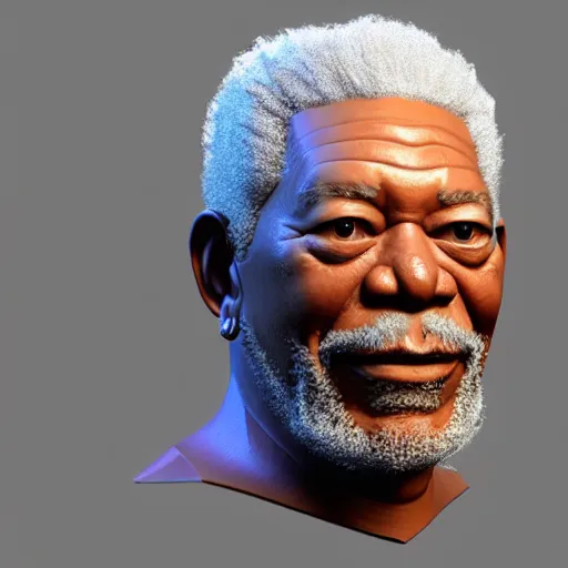 Prompt: 3 d render of morgan freeman as a low poly 3 d model, octane render