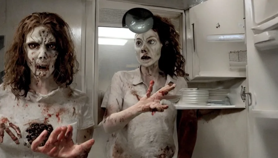 Prompt: big budget horror movie about microwave ovens using mind control to turn people into zombies