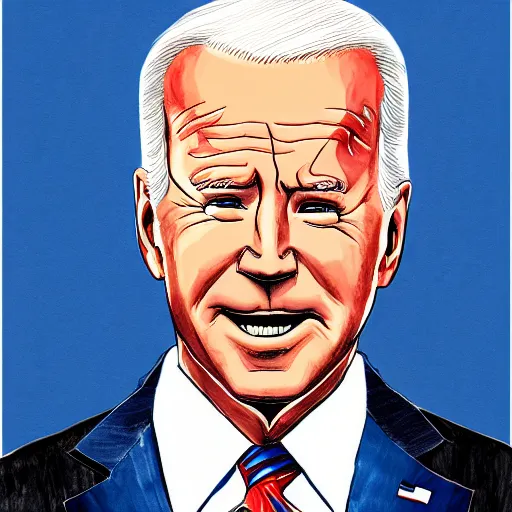 Image similar to a perfect, realistic professional digital sketch of Joe Biden in style of Marvel, full length, by pen and watercolor, by a professional American artist on ArtStation, a hollywood-style sketch, on high-quality paper