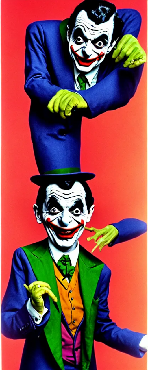 Prompt: mr. bean as joker, fantastic vivid color portrait - w 7 6 8