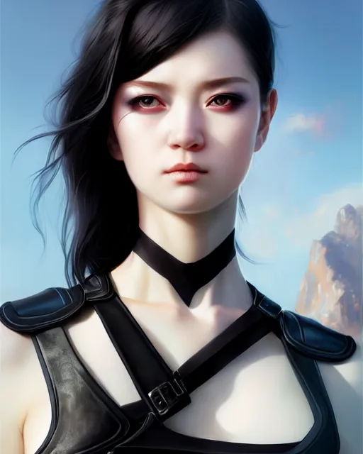 Image similar to face closup portrait view of pale skin beauty, full body armor, paint by ilya kuvshinov and ross tran and karol bak and stanley lau and anna dittmann and artgerm and xiaoguang sun and tian zi