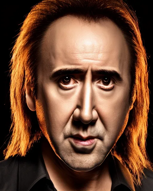 Image similar to nicolas cage headshot headshot even lighting