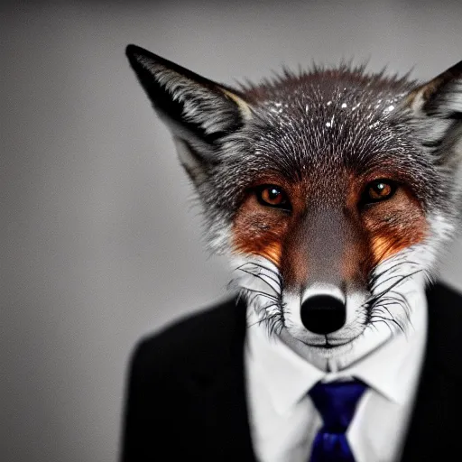 Image similar to a fox animal dressed in a suit in the style of a presidential campaign poster 8 5 mm f / 1. 4