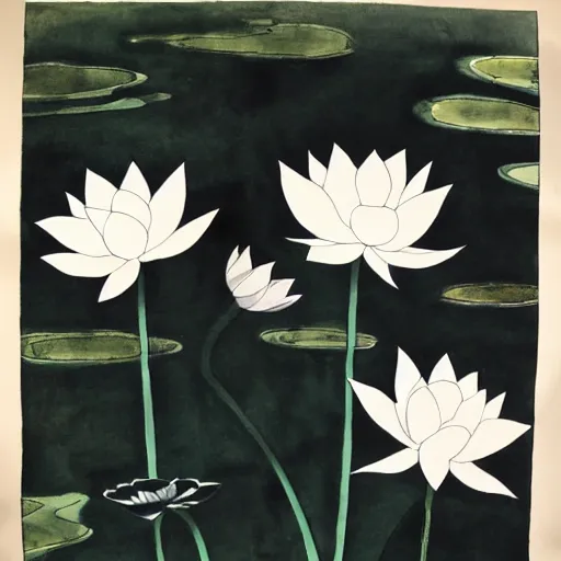 Prompt: lotus,chinese ink wask painting style