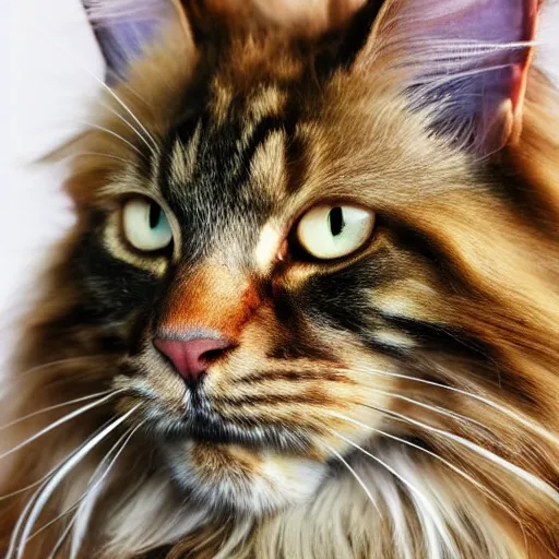 Prompt: profile of a tan maine coon bold natural colors masterpiece trending on artstation photograph