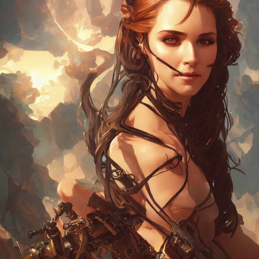 Prompt: portrait of a hot Piracy woman, fantasy, highly detailed, digital painting, artstation, smooth, sharp focus, illustration, art by artgerm and greg rutkowski and alphonse mucha