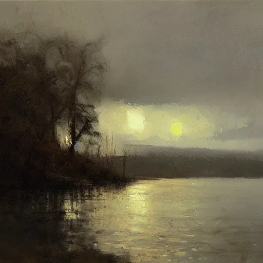 Prompt: a house by the lake painted by jeremy mann