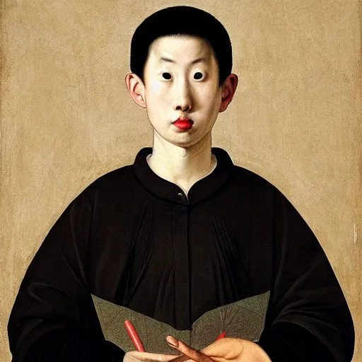 Prompt: a portrait of the youtuber rice gum painted by caravaggio,