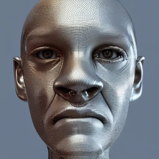 Image similar to 3 d render melted humanoid, sculpture, chrometype, liquid metal, neotribal, raytraced, volumetric lightning, 8 k by wlop, innate studio h - 1 0 0 0 w - 1 0 0 0