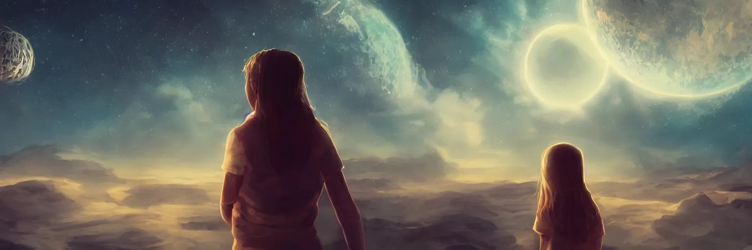 Prompt: A young teen named Jaynie, looking out into the cosmos, imagining all the possibilities of her future. ultra photoreal , photographic, concept art, cinematic lighting, cinematic composition, golden ratio , mysterious, eerie, cinematic lighting, ultra-detailed, ultrarealistic, photorealism