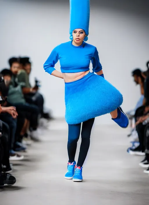 Image similar to hyperrealistic and heavy detailed air jordan runway show of marge simpson, leica sl 2 5 0 mm, vivid color, high quality, high textured, real life