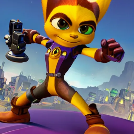 Image similar to ratchet and clank meets violet parr