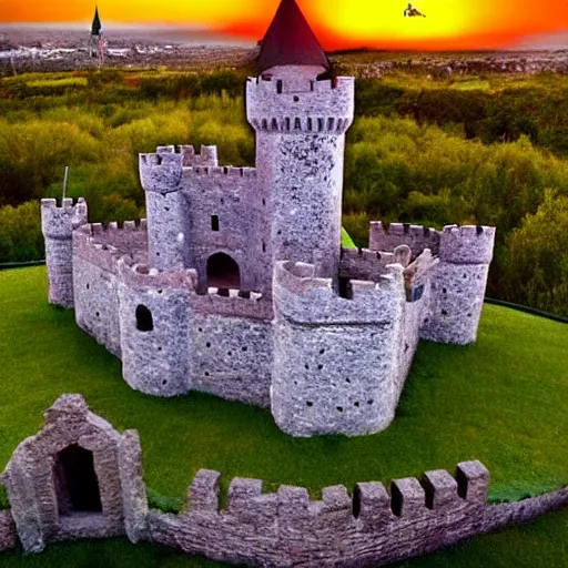 Prompt: a castle built out of doritos, yummy, sunset