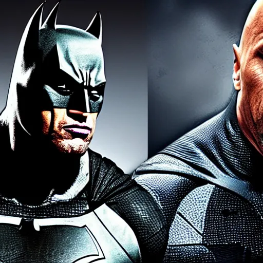 Image similar to Dwayne Johnson as batman